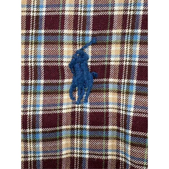Ralph Lauren Button Down Shirt Plaid Men XL Maroon Red Blue Tan Long Sleeve - Picture 2 of 9